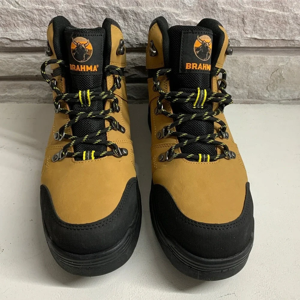 Brahma Mens Steel Toe Work Boots Wheat Black MNBR43EZ001 Size 9.5 ASTM F 2413-18